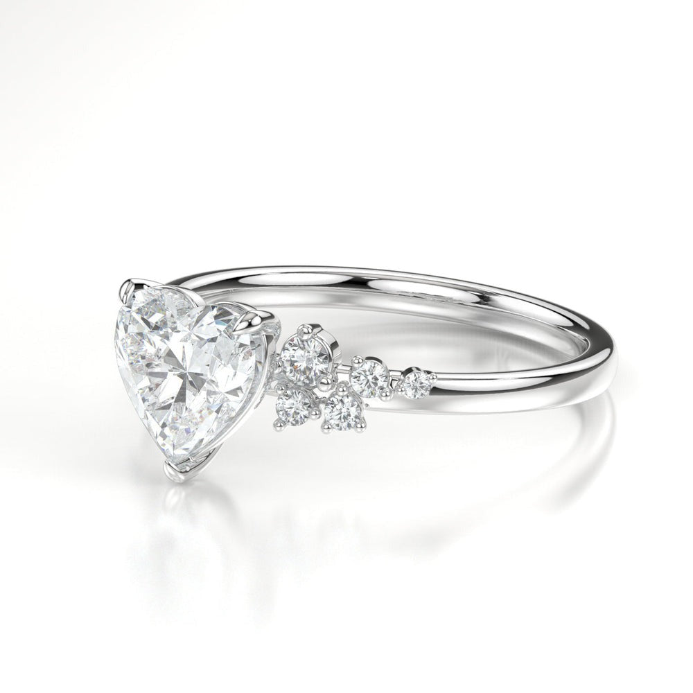 Heart Cluster 4 Claw Set Moissanite Ring