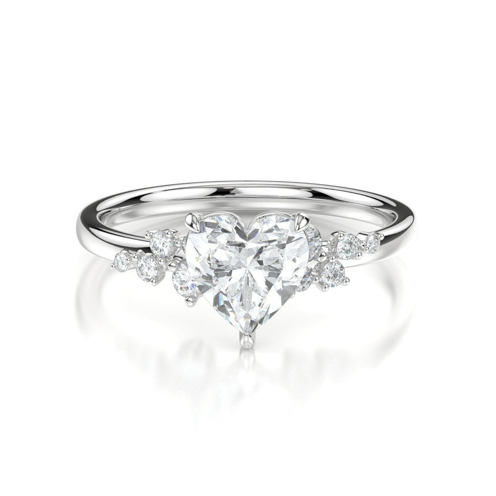 Heart Cluster 4 Claw Set Moissanite Ring