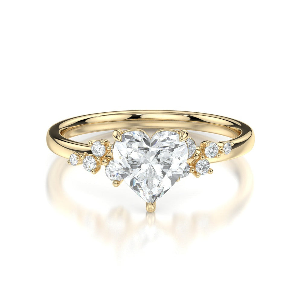 Heart Cluster 4 Claw Set Moissanite Ring