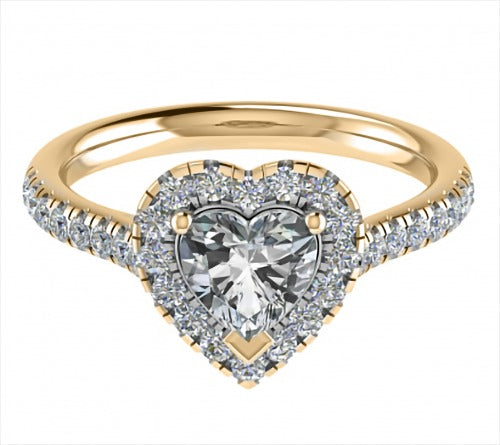 Heart Diamond Single Halo Shoulder Lab Grown Diamond