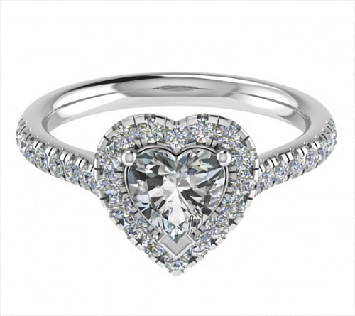 Heart Diamond Single Halo Shoulder Lab Grown Diamond 