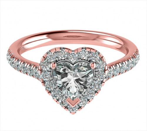 Heart Diamond Single Halo Shoulder Lab Grown Diamond