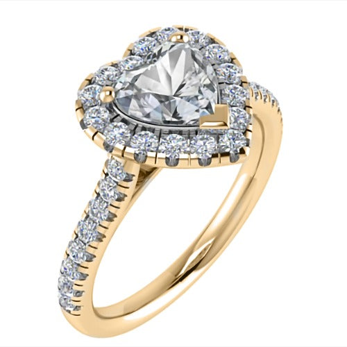 Heart Diamond Single Halo Shoulder Lab Grown Diamond 