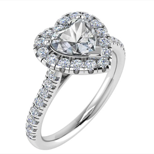 Heart Diamond Single Halo Shoulder Lab Grown Diamond 