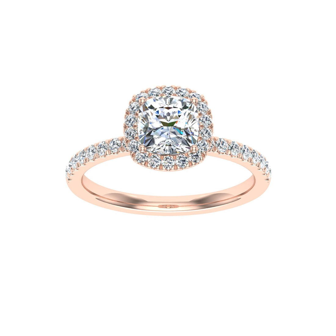 Heavenly Cushion Cut Halo Moissanite Engagement Ring Rose Gold