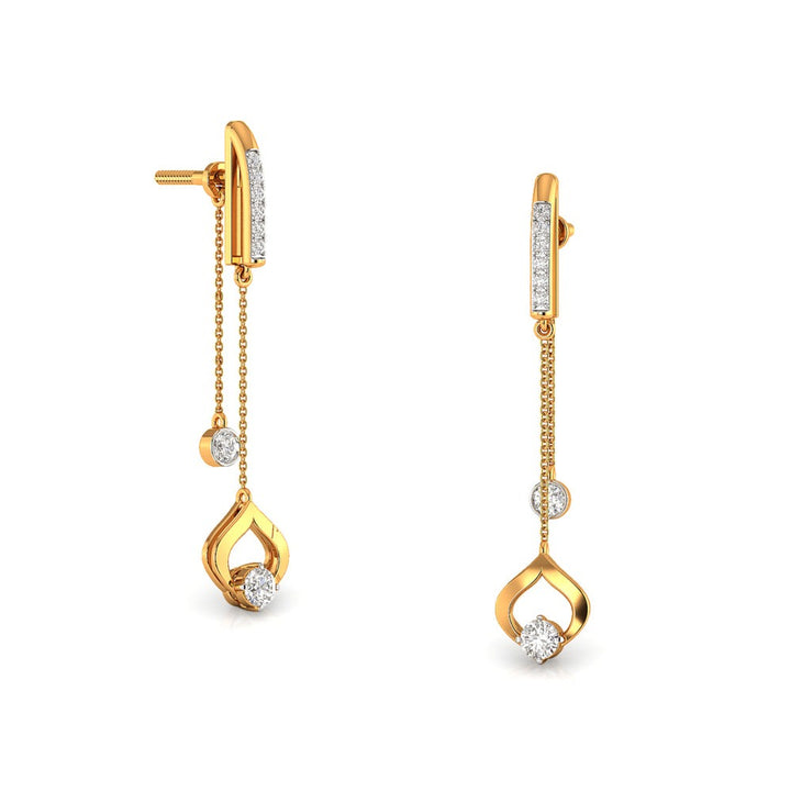 Hollow Golden Teardrop Danglers Moissanite Earrings