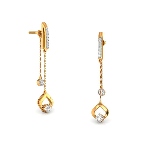 Hollow Golden Teardrop Danglers Moissanite Earrings