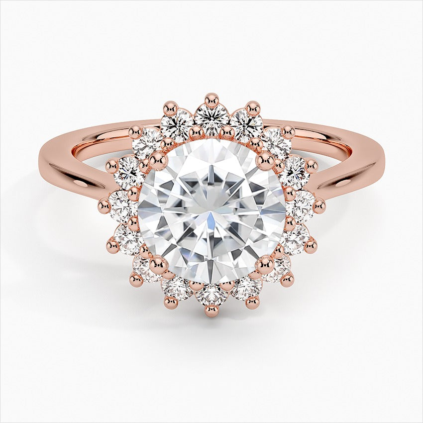 Hope Round Halo Moissanite Engagement Ring Rose Gold