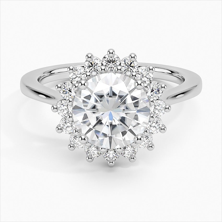 Hope Round Halo Moissanite Engagement Ring White Gold