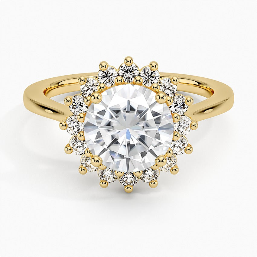 Hope Round Halo Moissanite Engagement Ring Yellow Gold