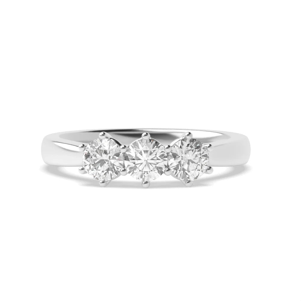 Hudson Round Lab Grown Diamond Basket Setting Three Stone Engagement Ring