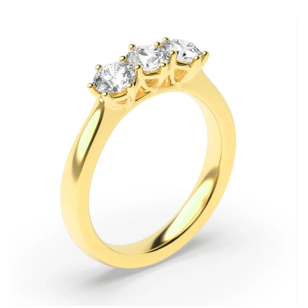 Hudson Round Lab Grown Diamond Basket Setting Three Stone Engagement Ring