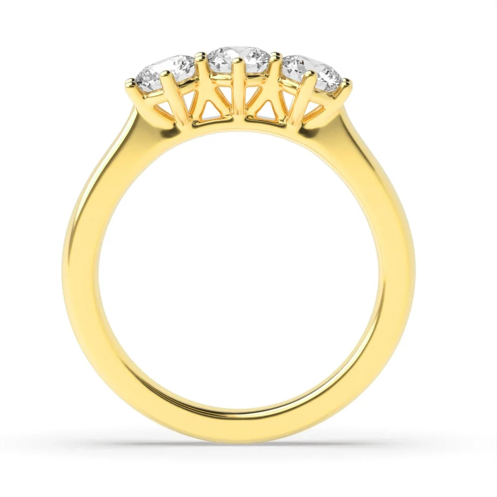 Hudson Round Lab Grown Diamond Basket Setting Three Stone Engagement Ring