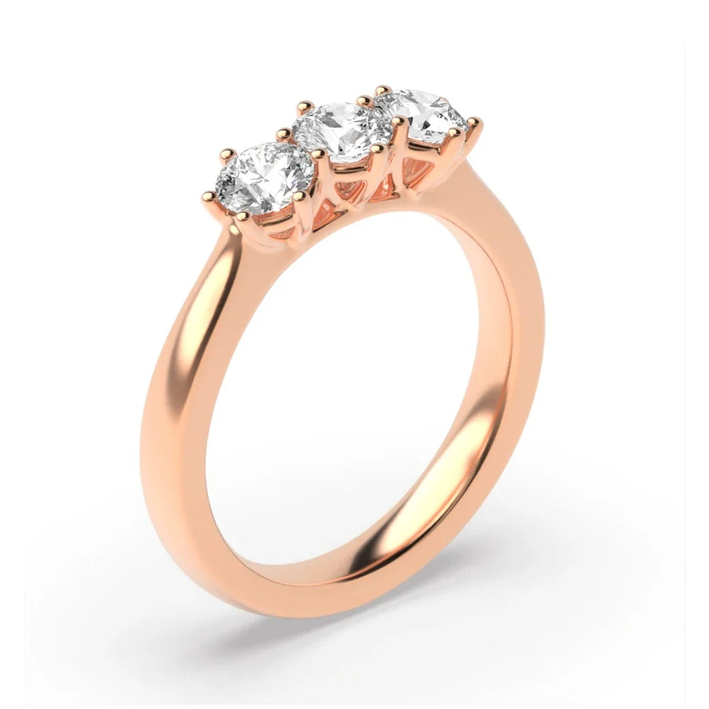 Hudson Round Lab Grown Diamond Basket Setting Three Stone Engagement Ring