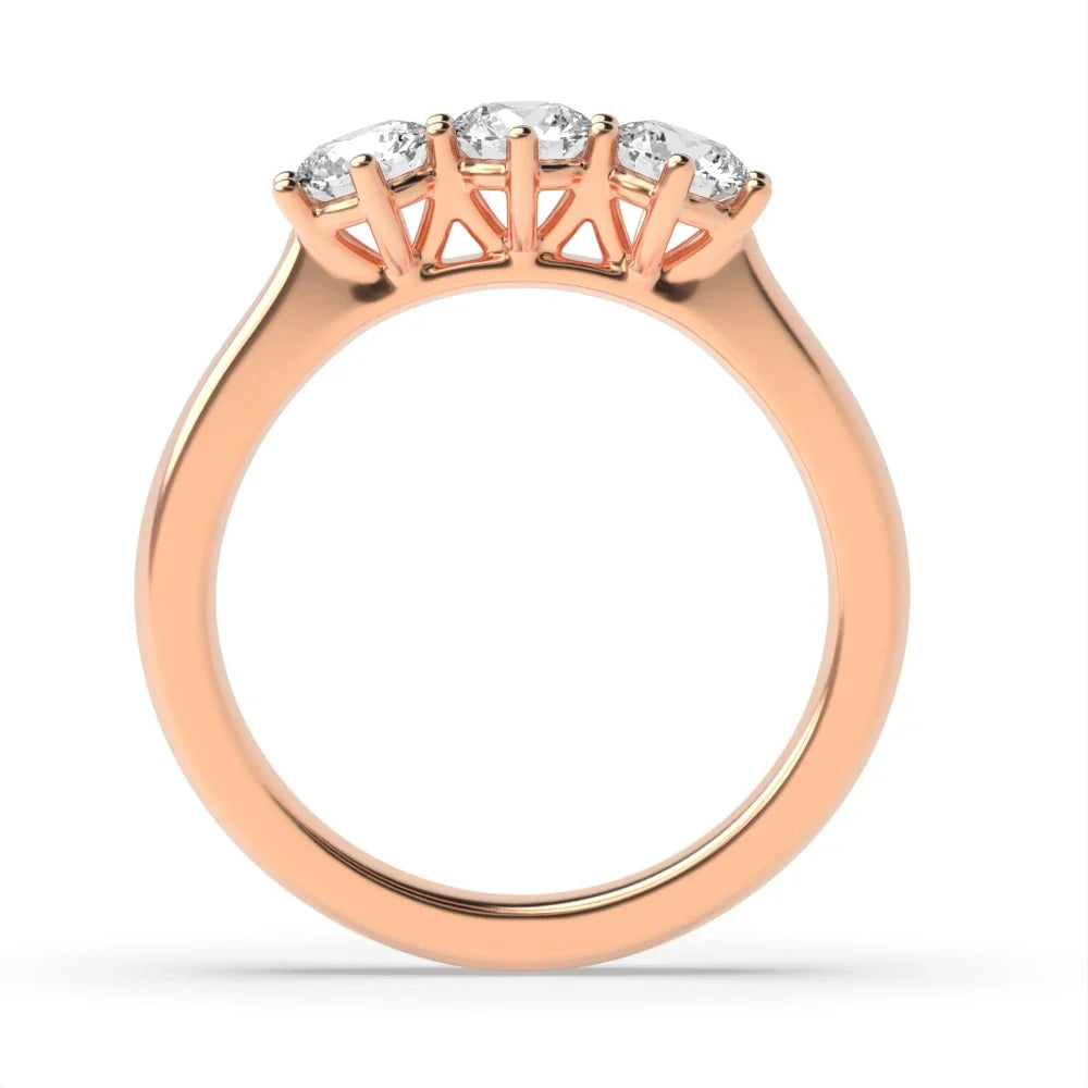 Hudson Round Lab Grown Diamond Basket Setting Three Stone Engagement Ring