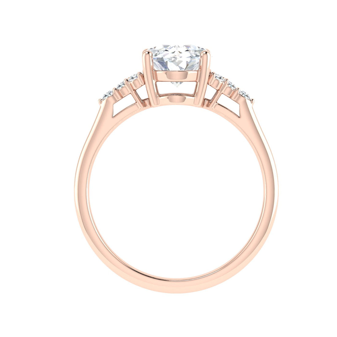 Hue Oval Cut Side Stones Moissanite Engagement Ring Rose Gold