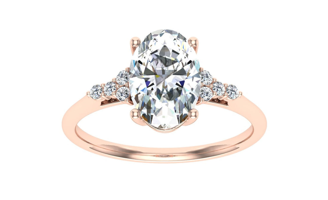 Hue Oval Cut Side Stones Moissanite Engagement Ring Rose Gold