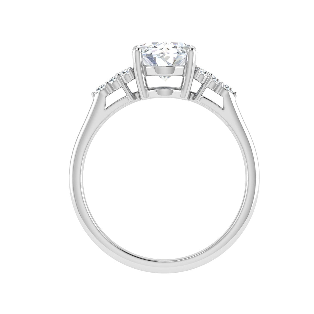 Hue Oval Cut Side Stones Moissanite Engagement Ring White Gold