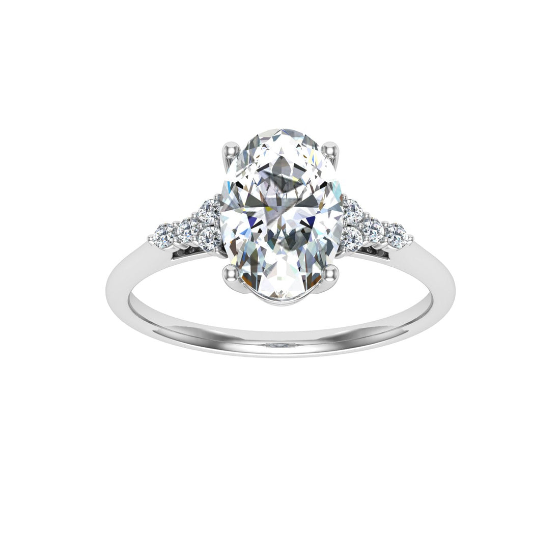 Hue Oval Cut Side Stones Moissanite Engagement Ring White Gold