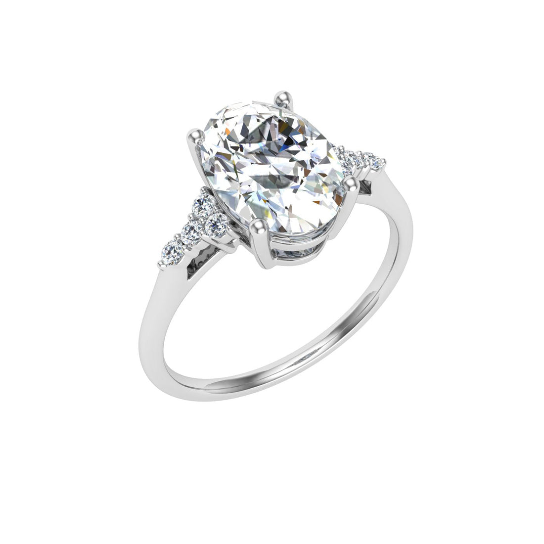 Hue Oval Cut Side Stones Moissanite Engagement Ring White Gold