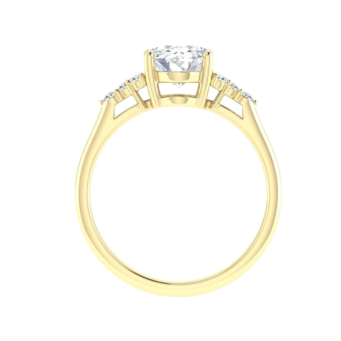 Hue Oval Cut Side Stones Moissanite Engagement Ring Yellow Gold 