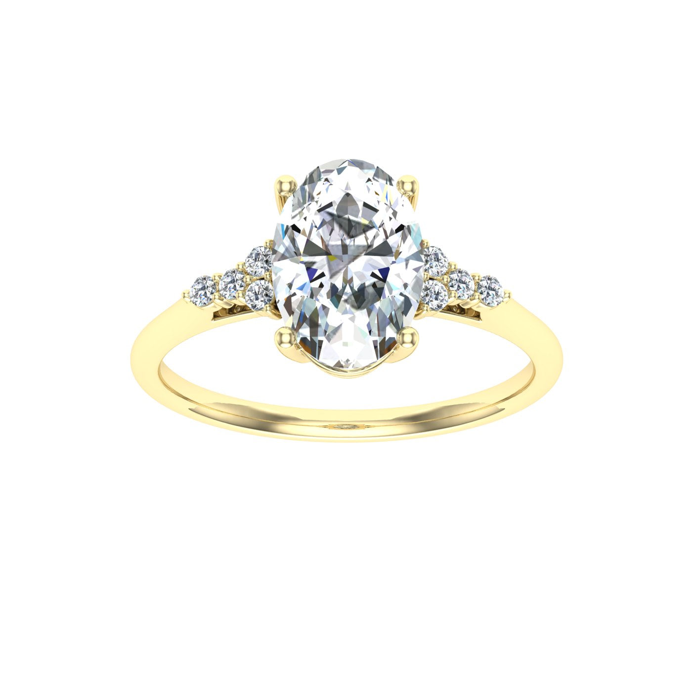 Hue Oval Cut Side Stones Moissanite Engagement Ring Yellow Gold