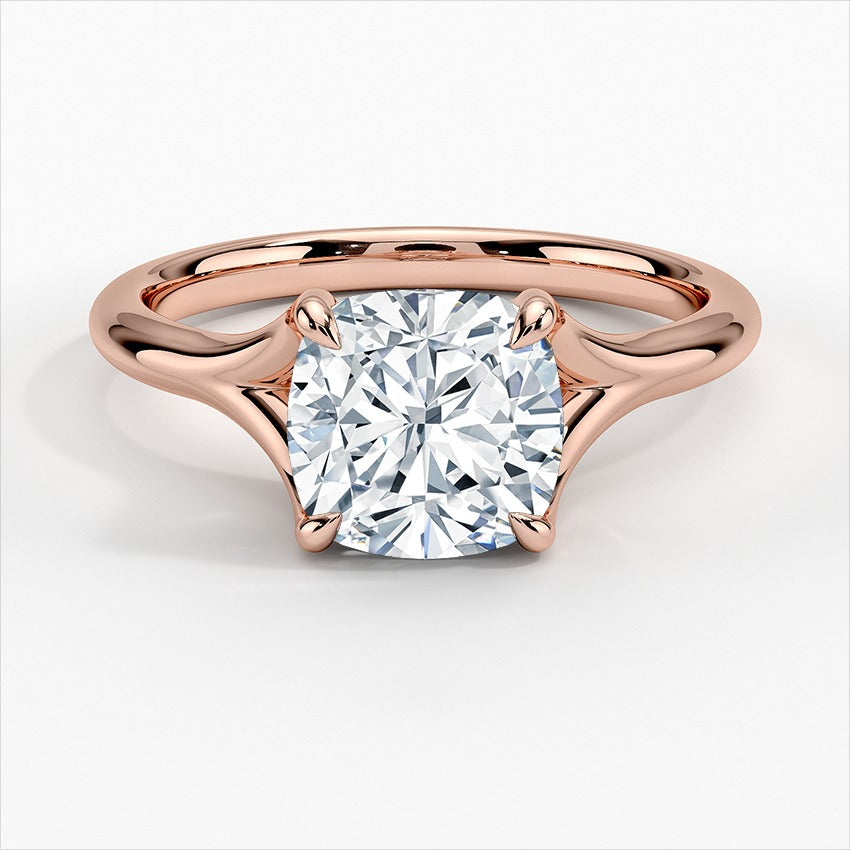 Incandescent Cushion Solitaire Moissanite Engagement Ring Rose Gold