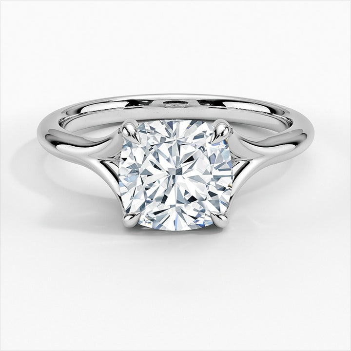 Incandescent Cushion Solitaire Moissanite Engagement Ring White Gold