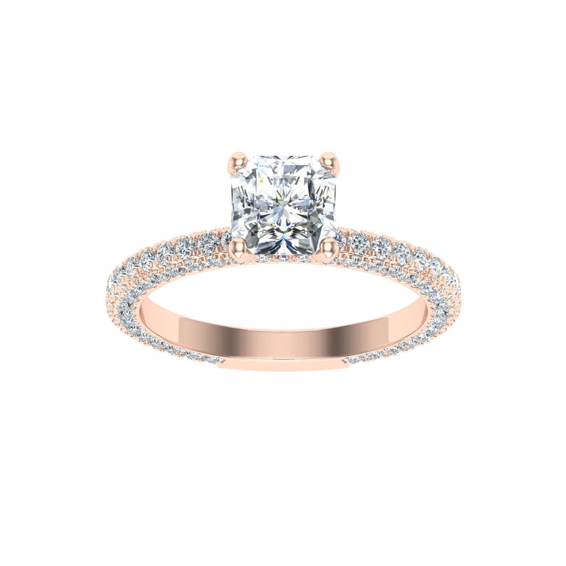 Infinite Asscher Cut Micro Pavé Moissanite Engagement Ring Rose Gold