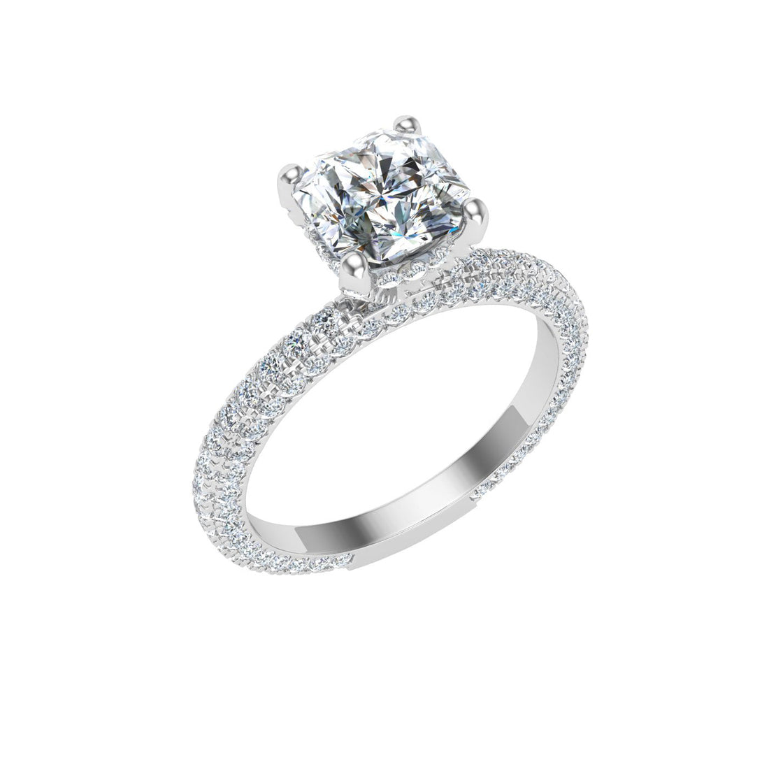 Infinite Asscher Cut Micro Pavé Moissanite Engagement Ring White Gold