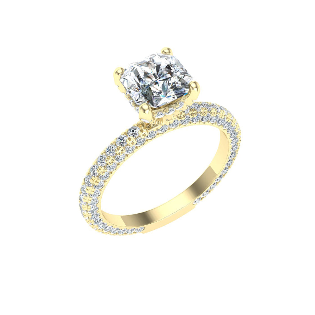 Infinite Asscher Cut Micro Pavé Moissanite Engagement Ring Yellow Gold