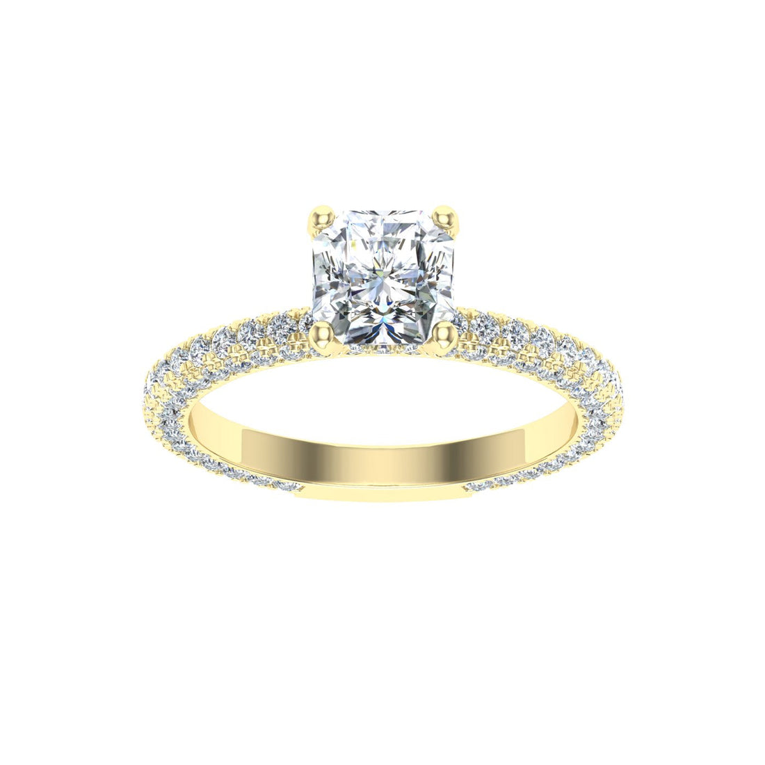 Infinite Asscher Cut Micro Pavé Moissanite Engagement Ring Yellow Gold