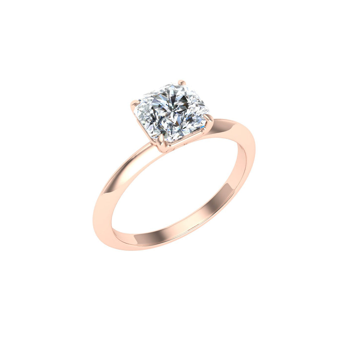 Dawn Asscher Cut Solitaire Moissanite Engagement Ring Rose Gold