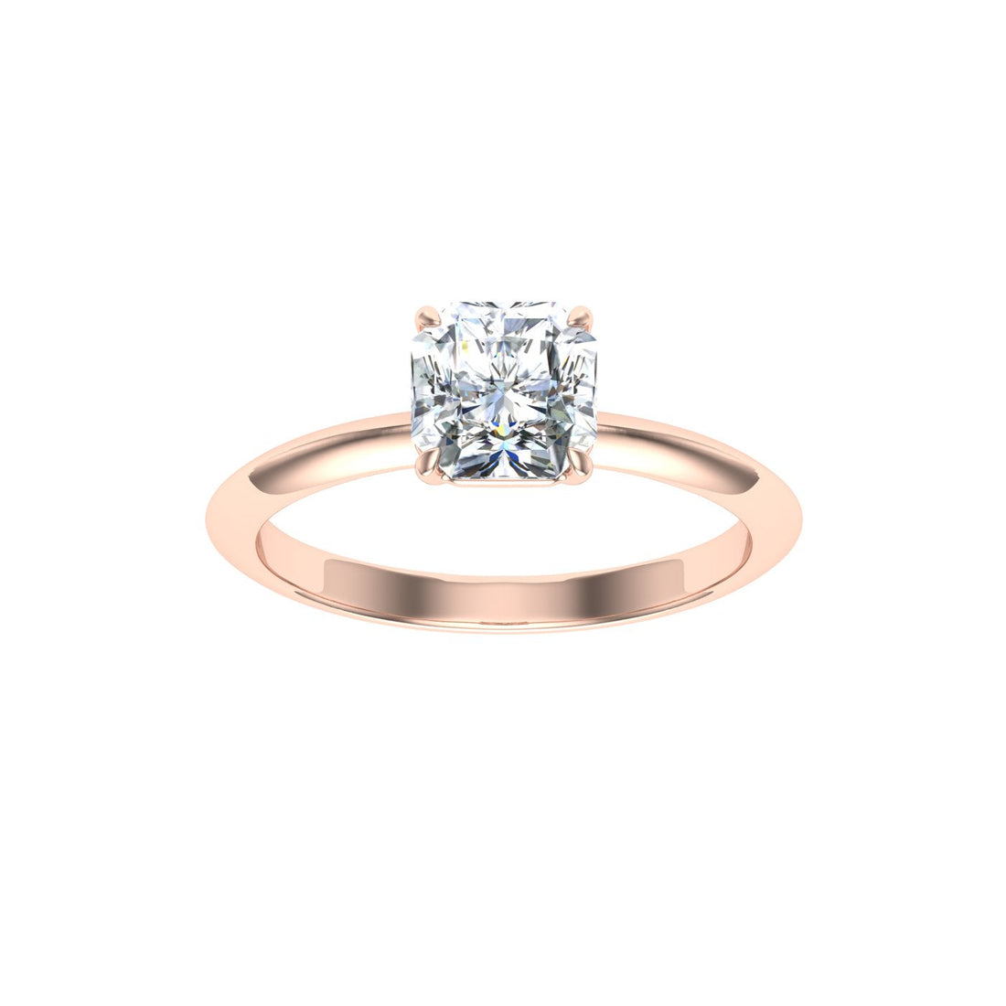 Dawn Asscher Cut Solitaire Moissanite Engagement Ring Rose Gold