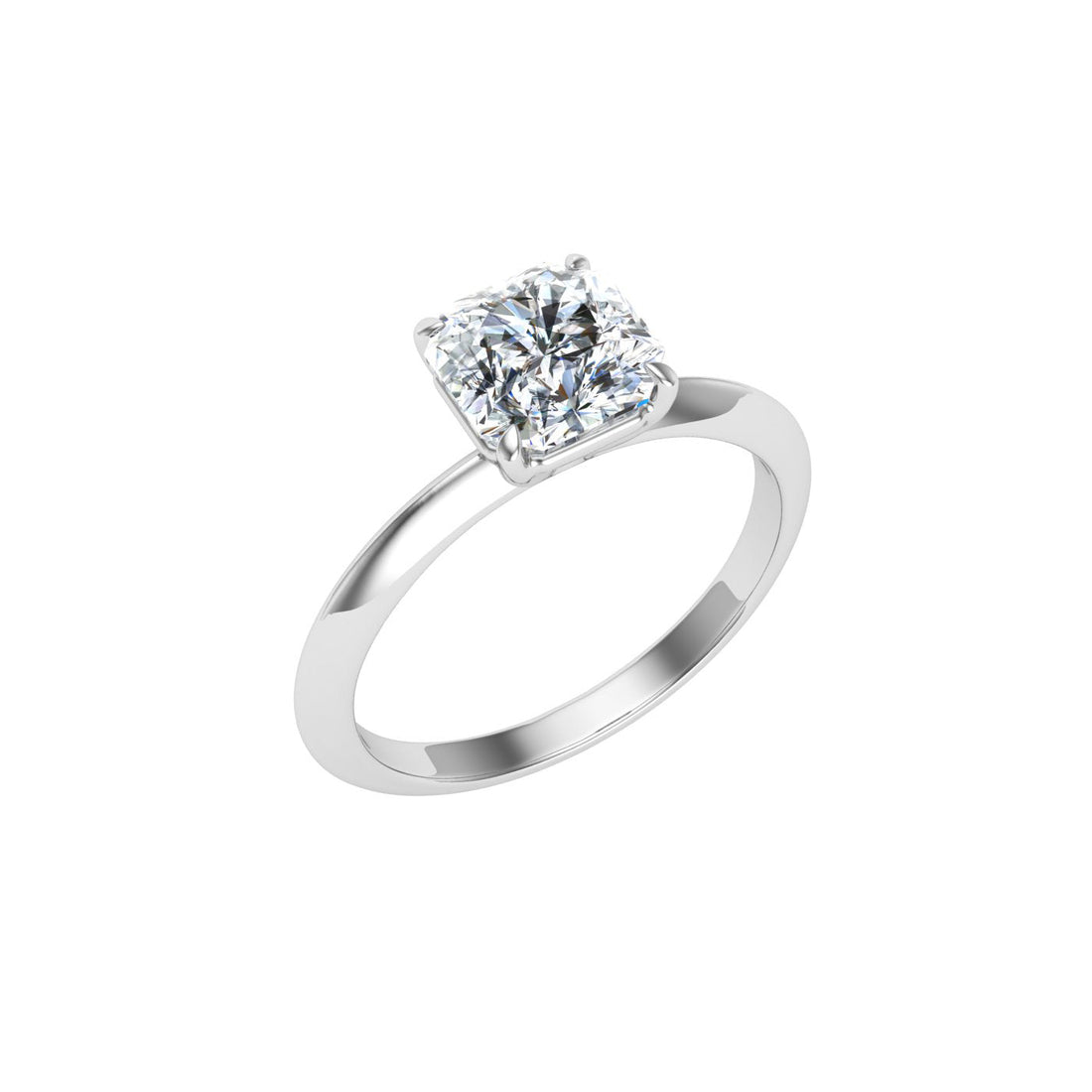 Dawn Asscher Cut Solitaire Moissanite Engagement Ring White Gold