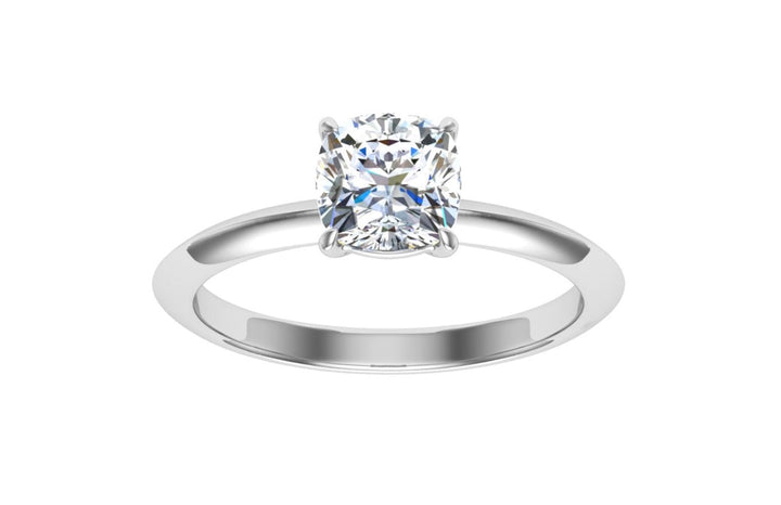 Gleaming Cushion Cut Solitaire Moissanite Engagement Ring White Gold