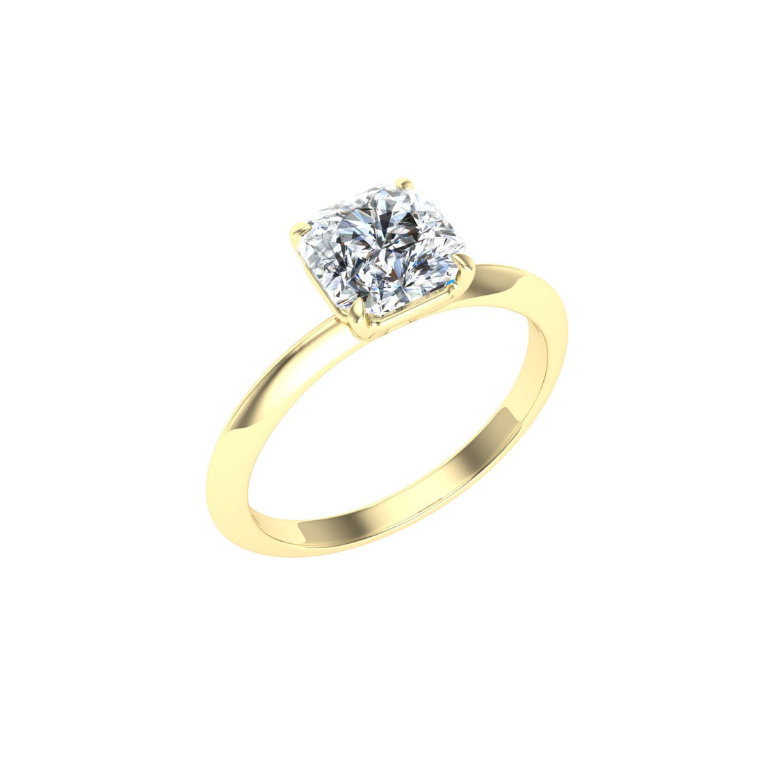 Dawn Asscher Cut Solitaire Moissanite Engagement Ring Yellow Gold