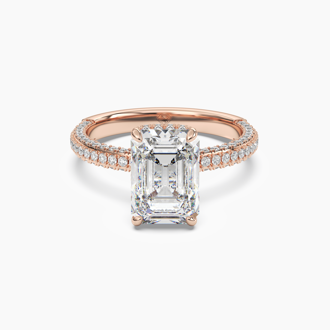 Gwen 1.5 Carat Emerald Cut Hidden Halo Lab Grown Diamond Ring in 10K Yellow Gold - View 7