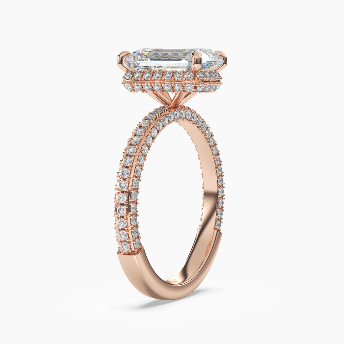 Gwen 4.5 Carat Emerald Cut Hidden Halo Lab Grown Diamond Ring in 14K White Gold - View 8
