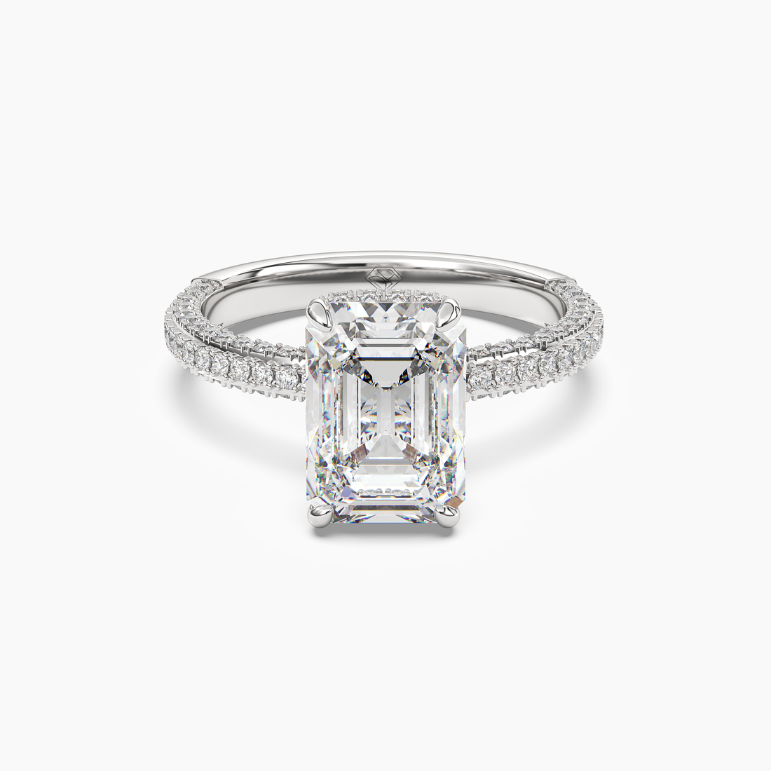 Gwen 2 Carat Emerald Cut Hidden Halo Lab Grown Diamond Ring in 18K Rose Gold - View 4