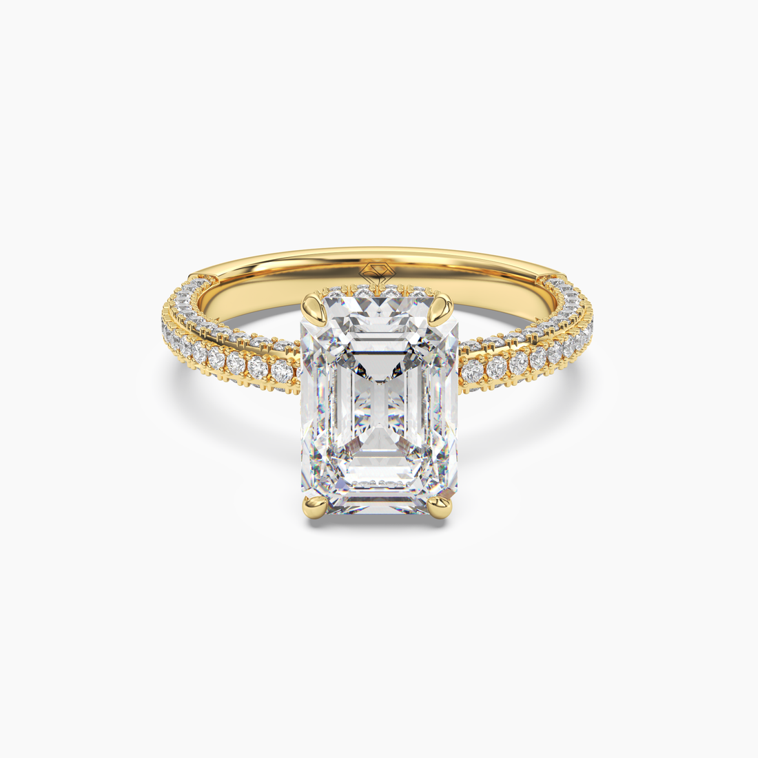 Gwen 2.5 Carat Emerald Cut Hidden Halo Lab Grown Diamond Ring in 14K Rose Gold - View 7
