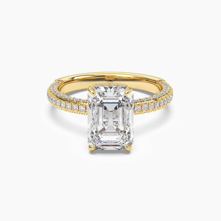 Gwen 2 Carat Emerald Cut Hidden Halo Lab Grown Diamond Ring in 14K Yellow Gold