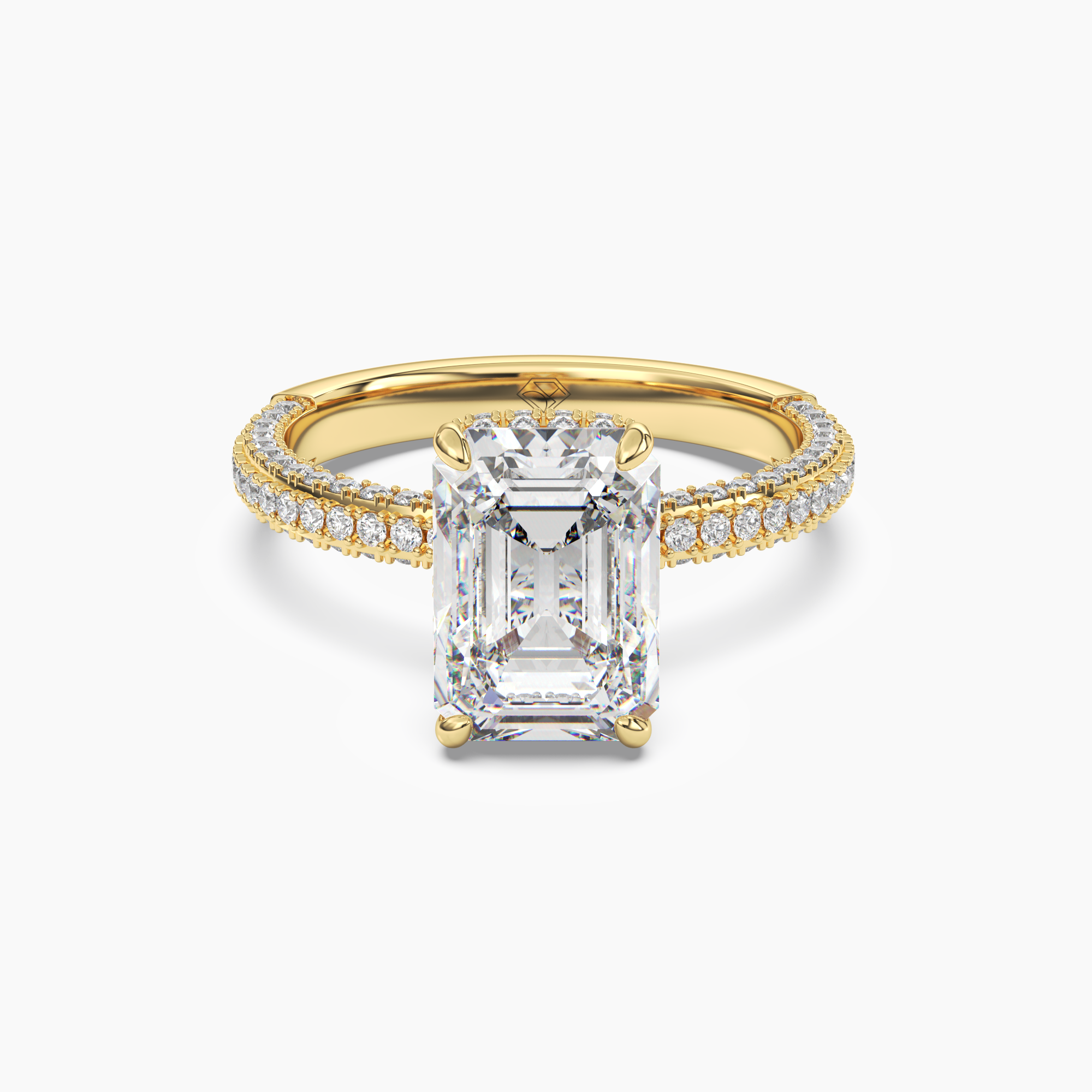 Gwen 4 Carat Emerald Cut Hidden Halo Lab Grown Diamond Ring in 18K White Gold - View 4