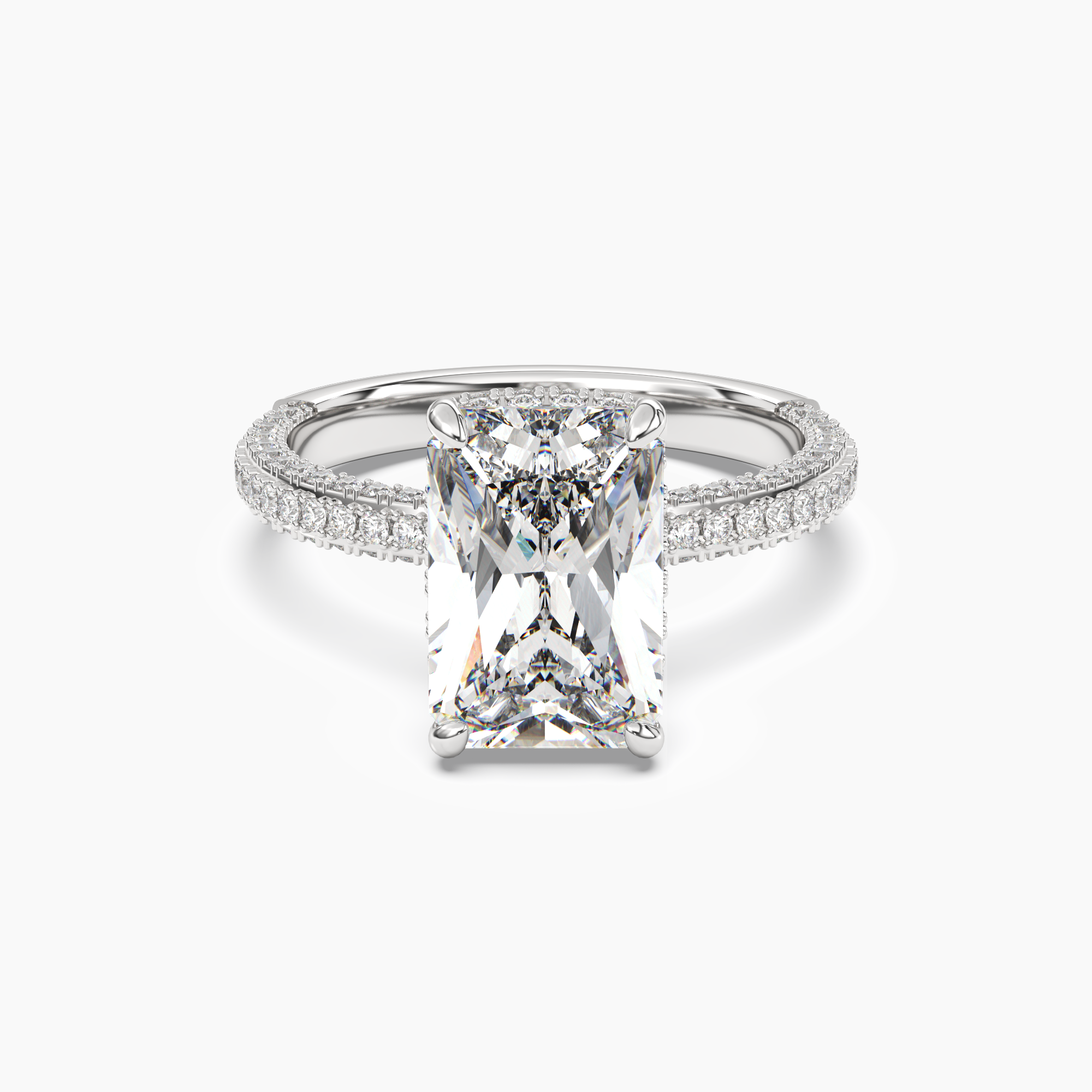 Gwen 4 Carat Radiant Cut Solitaire Lab Grown Diamond Ring in Silver