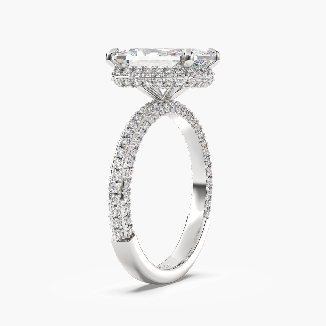 Gwen 3 Carat Radiant Cut Solitaire Lab Grown Diamond Ring in Silver - View 2