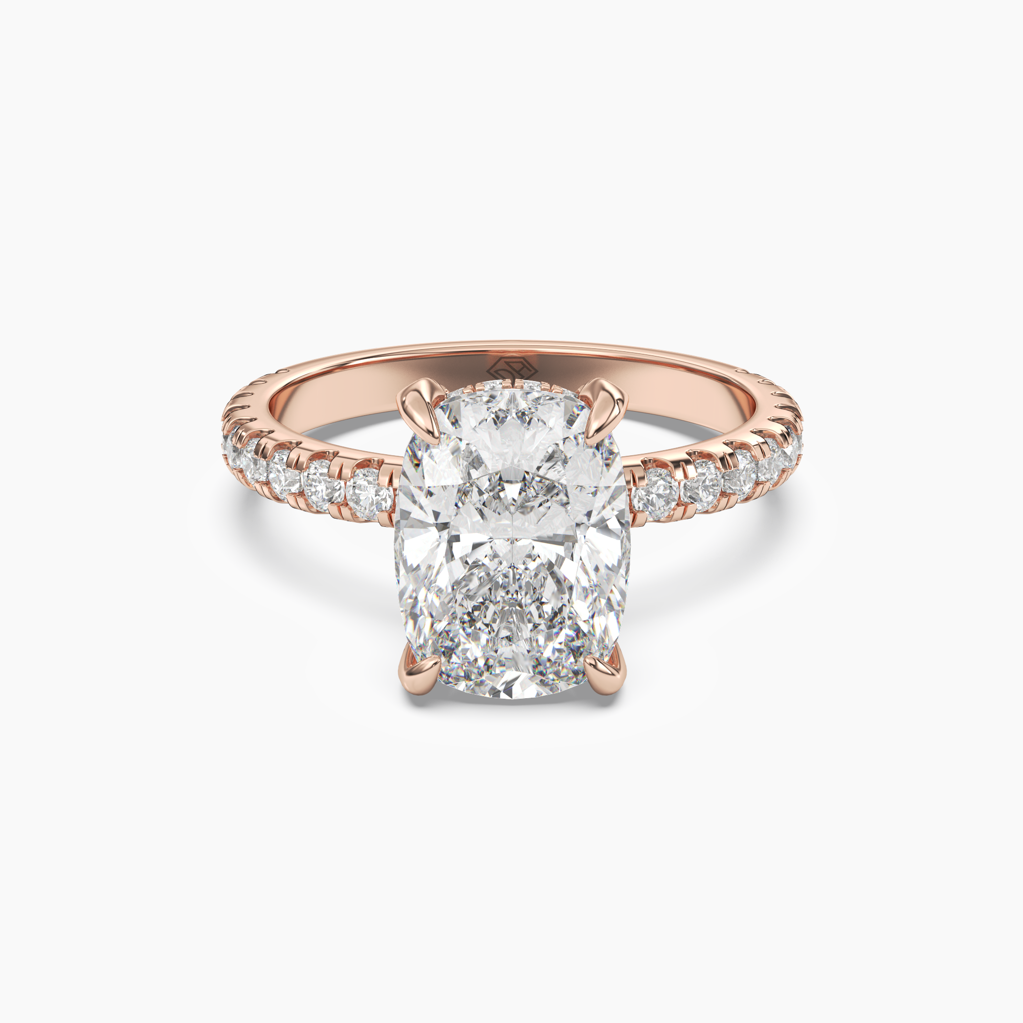 Serena 2 Carat Cushion Cut Hidden Halo Lab Grown Diamond Ring in Silver - View 7