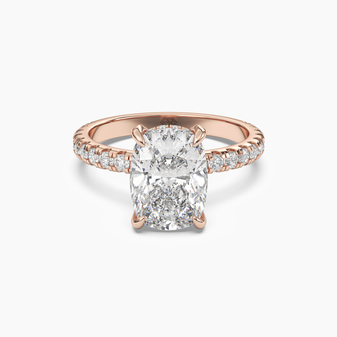 Serena 1 Carat Cushion Cut Hidden Halo Lab Grown Diamond Ring in Silver - View 7