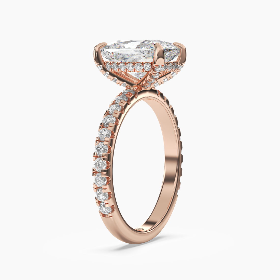Serena 3.5 Carat Cushion Cut Hidden Halo Lab Grown Diamond Ring in 10K White Gold - View 8