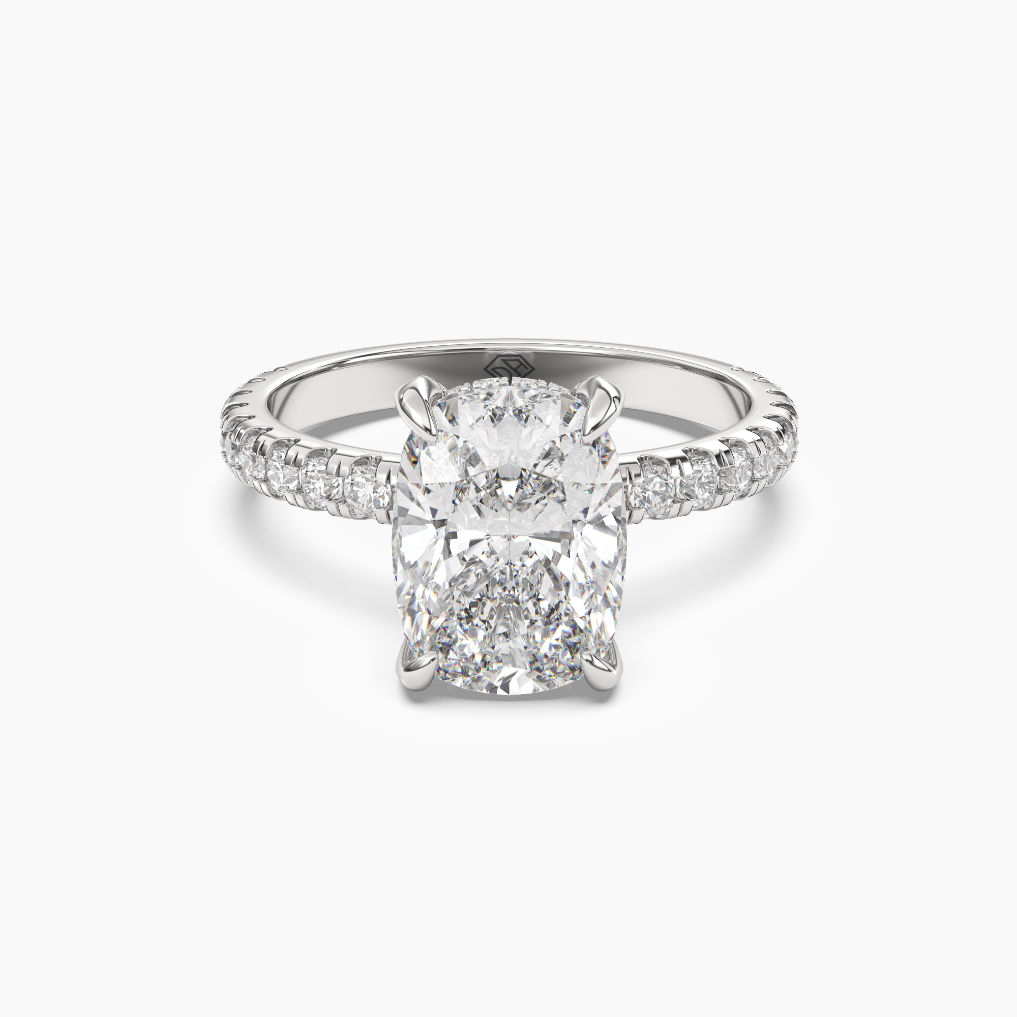 Serena 2.5 Carat Cushion Cut Hidden Halo Lab Grown Diamond Ring in Silver