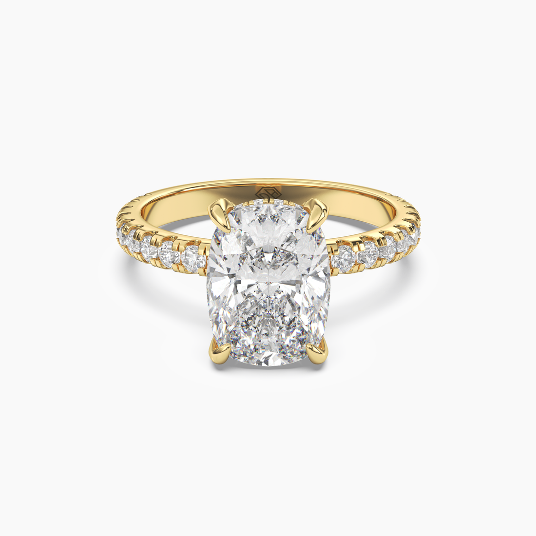 Serena 2.5 Carat Cushion Cut Hidden Halo Lab Grown Diamond Ring in Silver - View 4